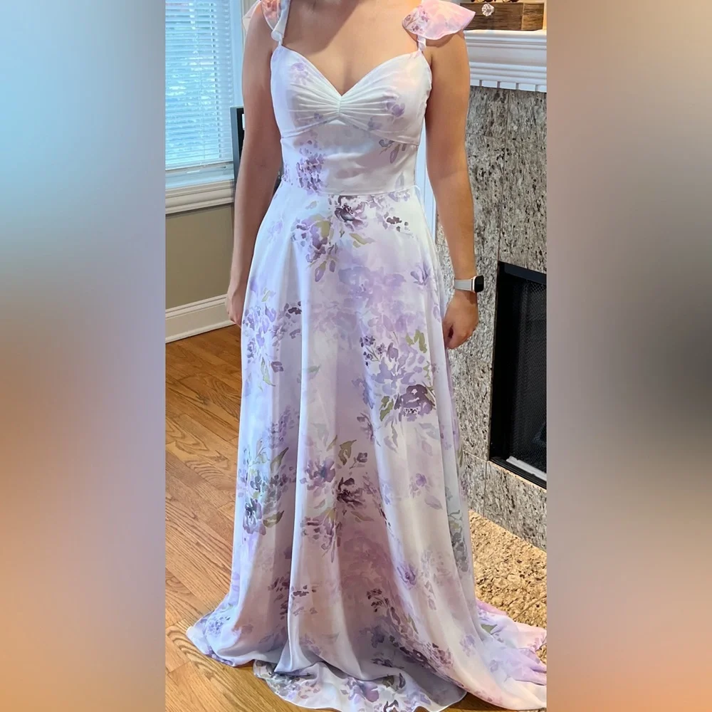 Lilac Floral Marchesa Dress - Picture 4 of 4